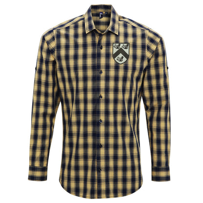 Retro Grimsby 1884 Embroidered Long Sleeve Mulligan Check Shirt