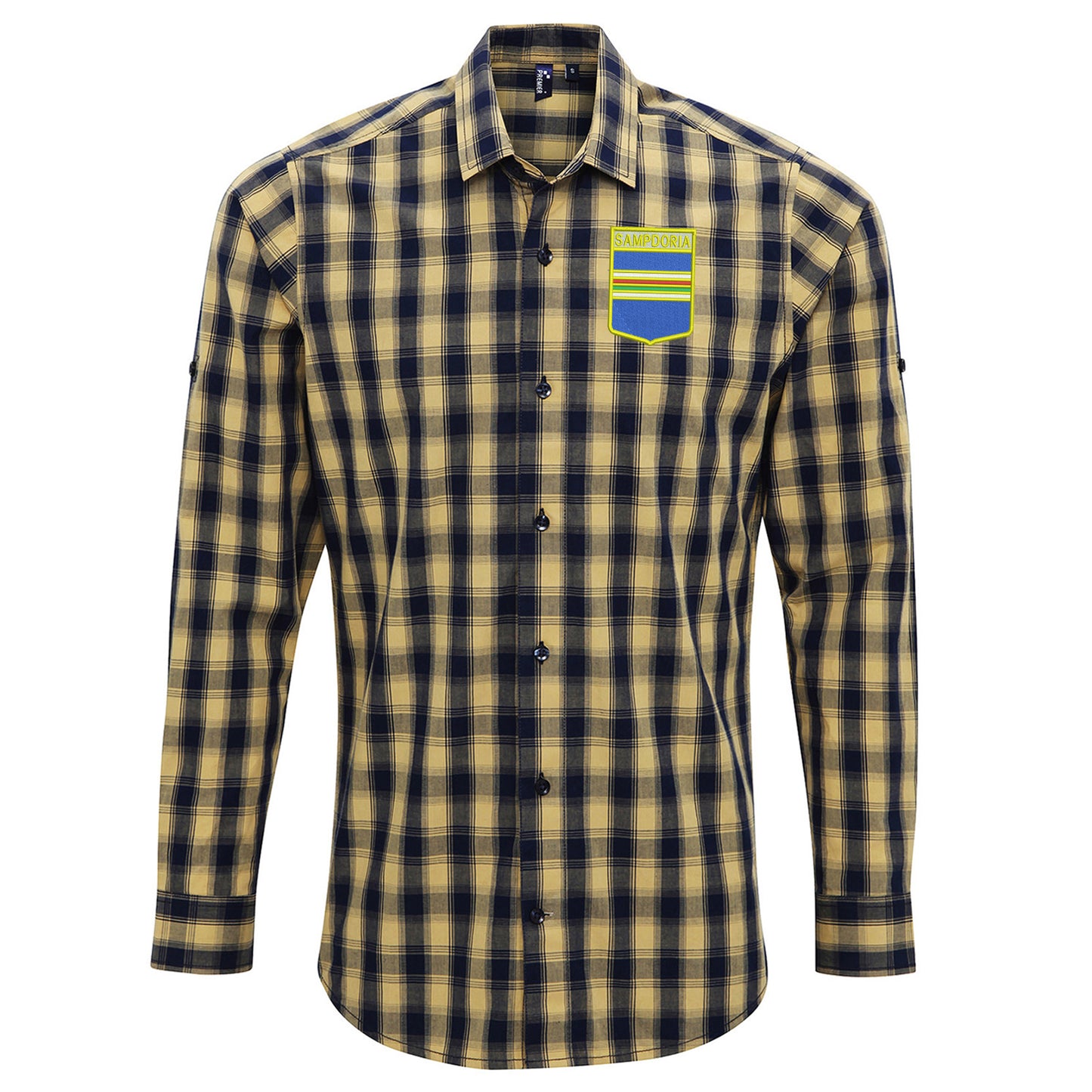 Retro Sampdoria 1960s Embroidered Long Sleeve Mulligan Check Shirt
