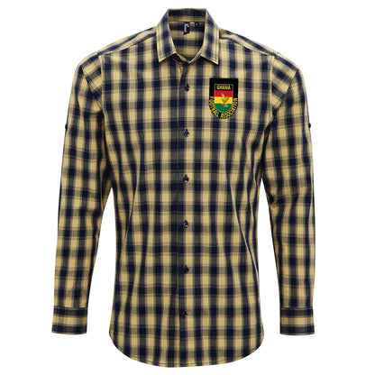 Retro Ghana 1966 Embroidered Long Sleeve Mulligan Check Shirt