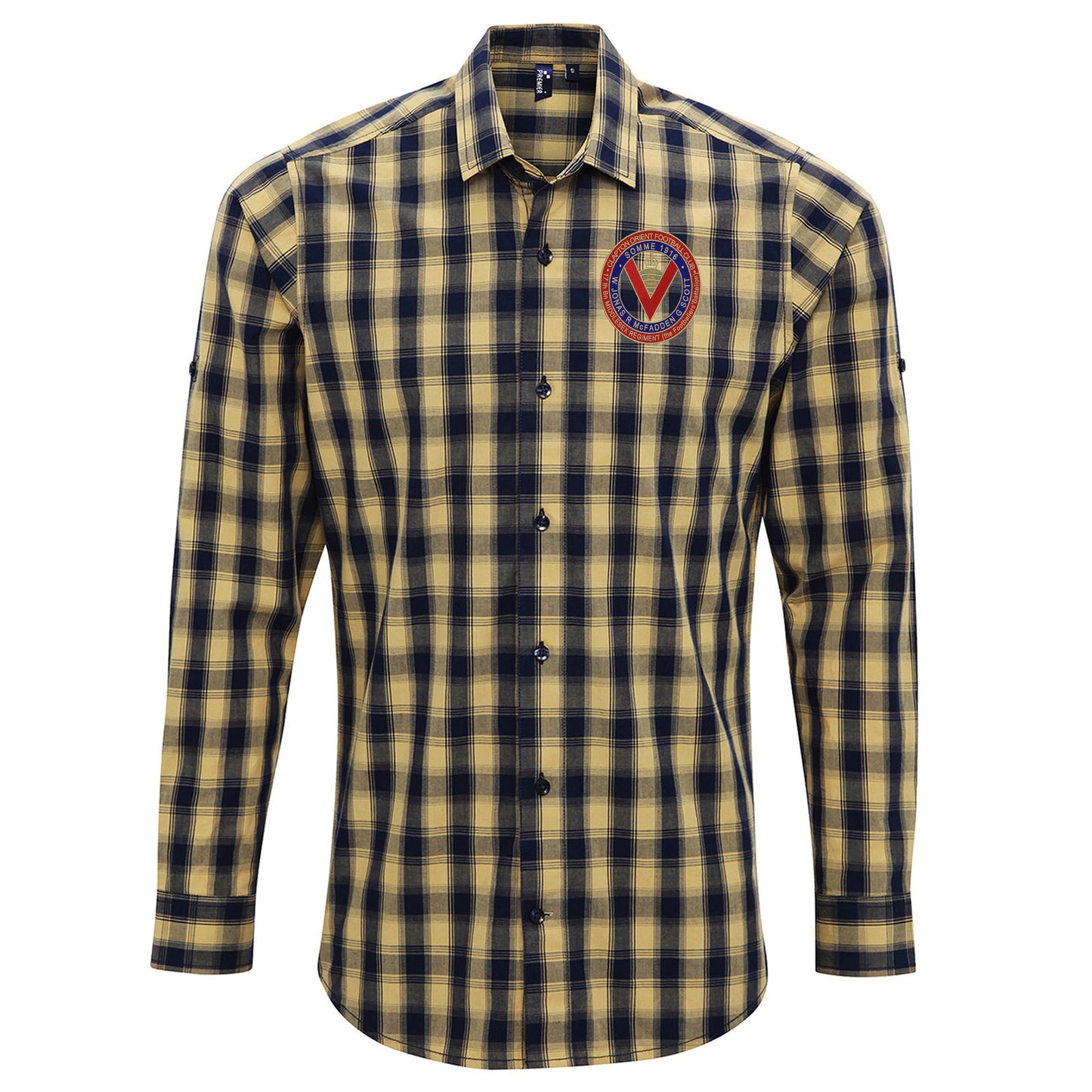 Retro Clapton Orient Somme Memorial Embroidered Long Sleeve Mulligan Check Shirt
