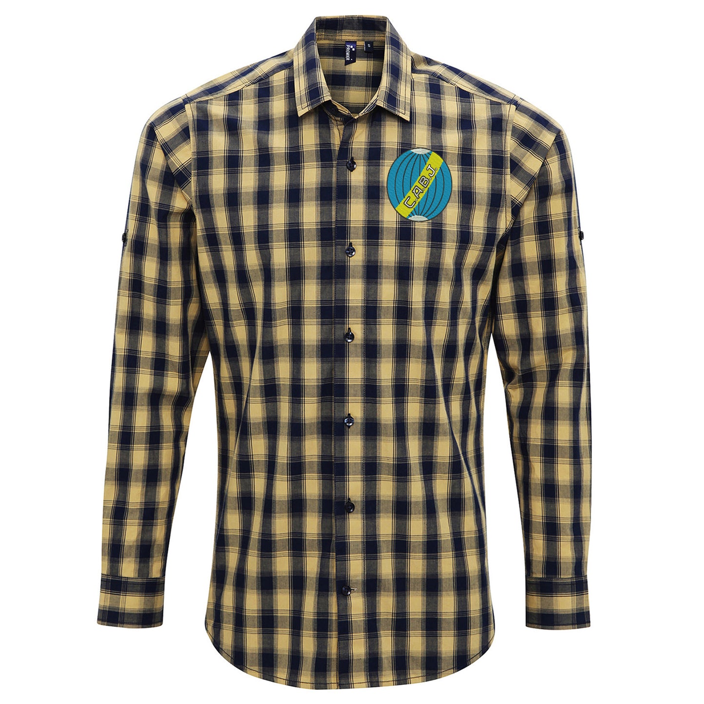 Retro Boca Juniors 1912 Embroidered Long Sleeve Mulligan Check Shirt