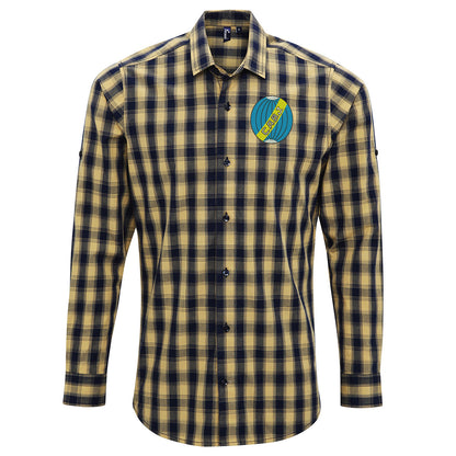 Retro Boca Juniors 1912 Embroidered Long Sleeve Mulligan Check Shirt