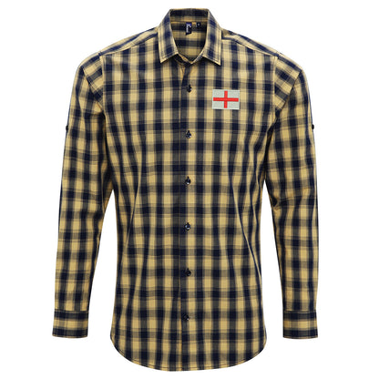 Flag of England Embroidered Long Sleeve Mulligan Check Shirt