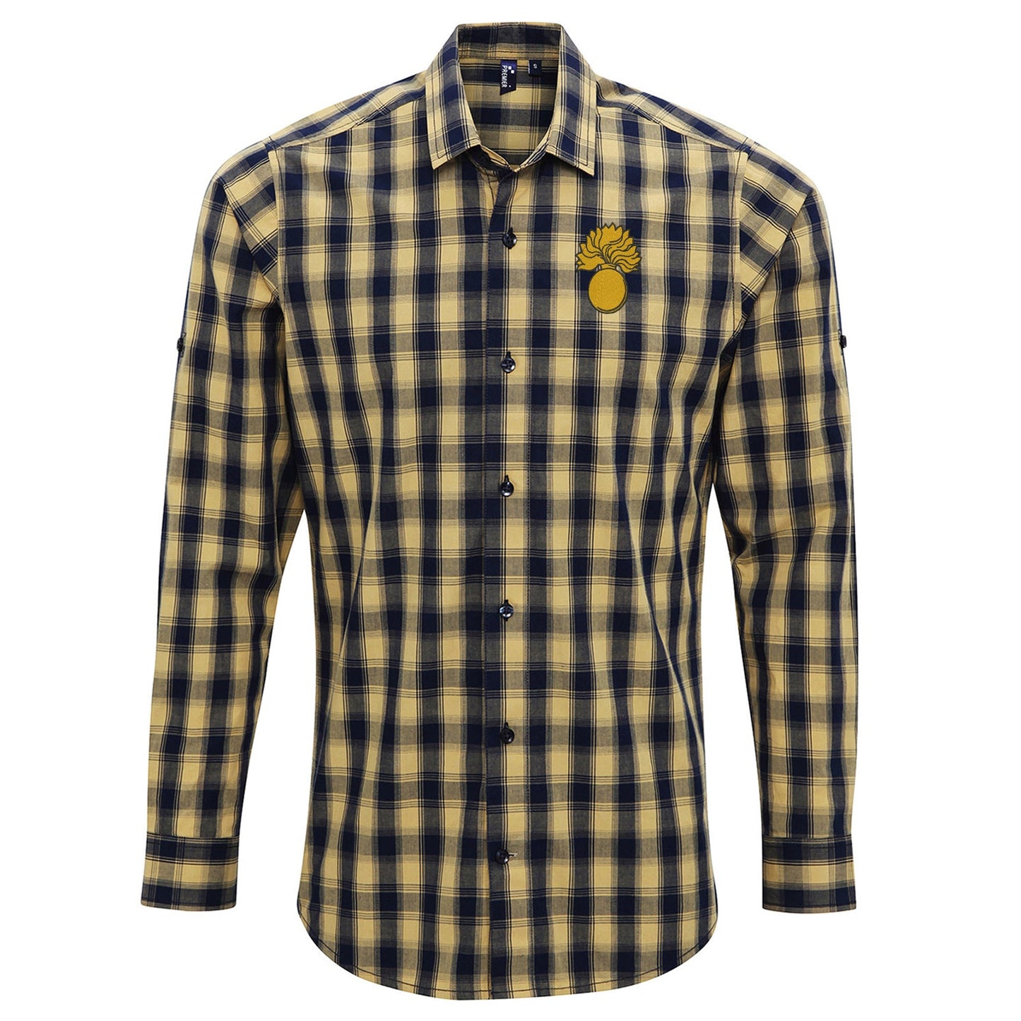 Grenadier Guards Cap Badge Embroidered Long Sleeve Mulligan Check Shirt