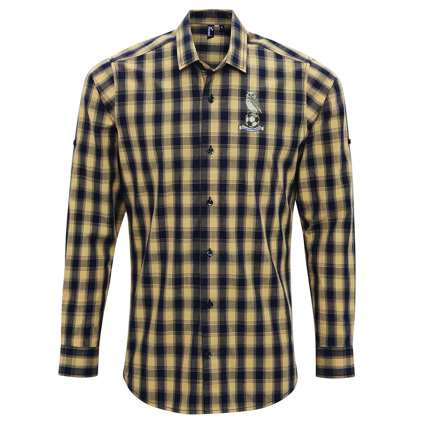 Retro Oldham 1972 Embroidered Long Sleeve Mulligan Check Shirt