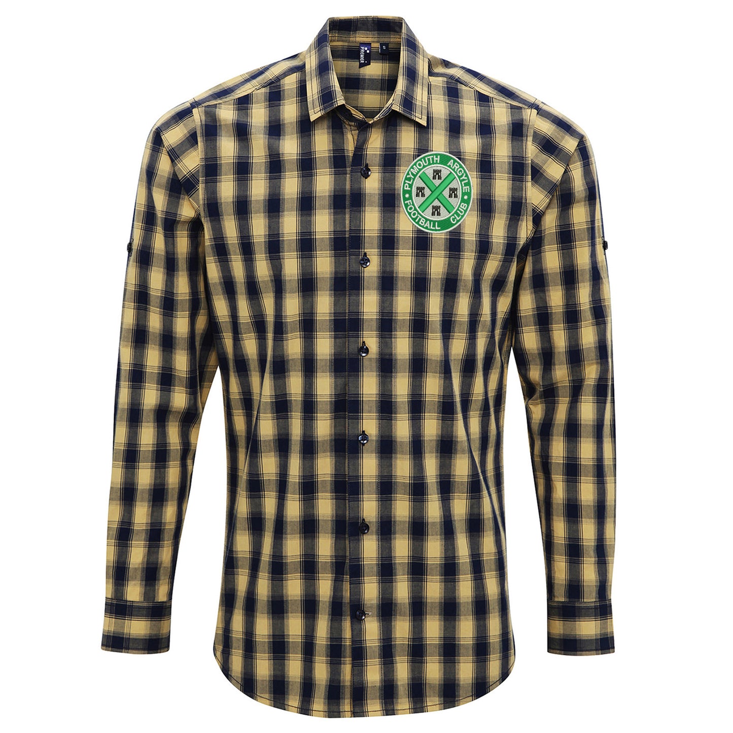 Retro Plymouth 1911 Embroidered Long Sleeve Mulligan Check Shirt