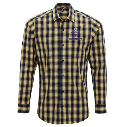 Proud to Have Served in The RAF Regiment Embroidered Long Sleeve Mulligan Check Shirt