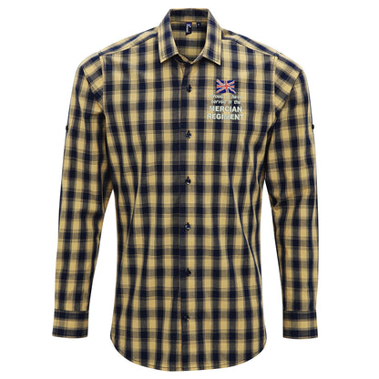 Proud to Have Served in The Mercian Regiment Embroidered Long Sleeve Mulligan Check Shirt