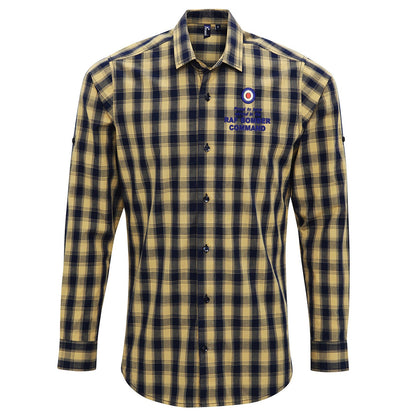 Proud to Have Served in The RAF Bomber Command Embroidered Long Sleeve Mulligan Check Shirt