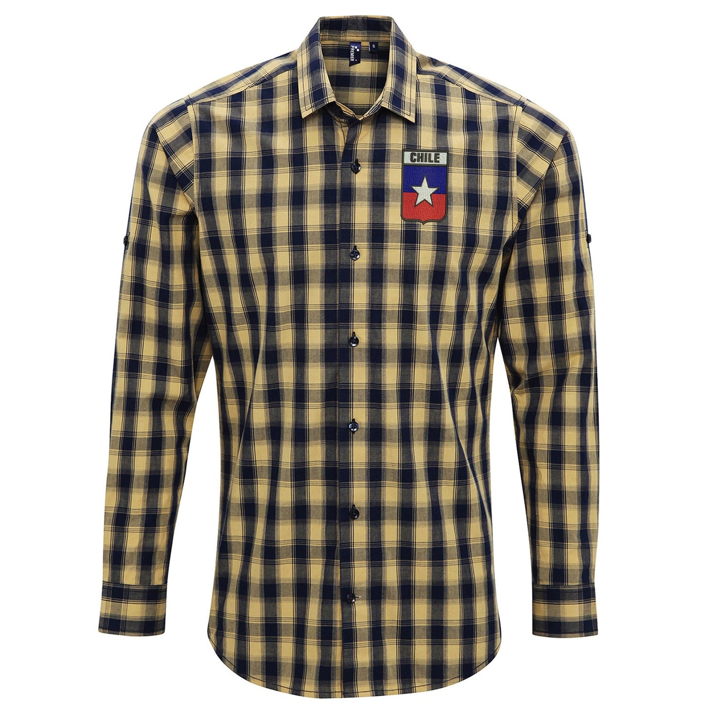 Retro Chile Rugby 1953 Embroidered Long Sleeve Mulligan Check Shirt