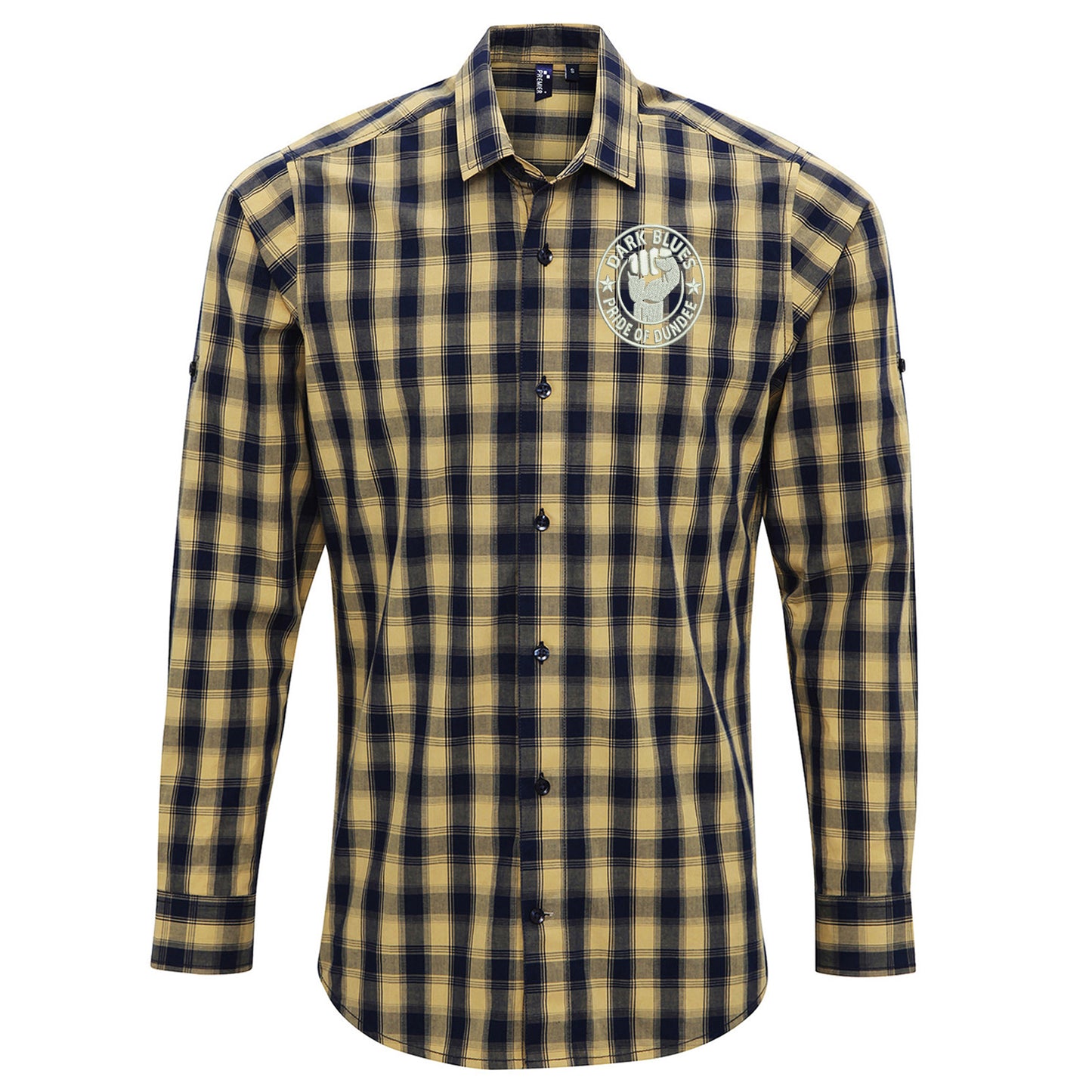 Dark Blues Pride of Dundee Embroidered Long Sleeve Mulligan Check Shirt