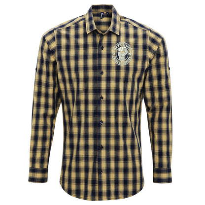 Dark Blues Pride of Dundee Embroidered Long Sleeve Mulligan Check Shirt