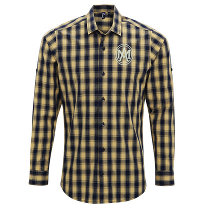 Retro Aston Martin 1920 Embroidered Long Sleeve Mulligan Check Shirt
