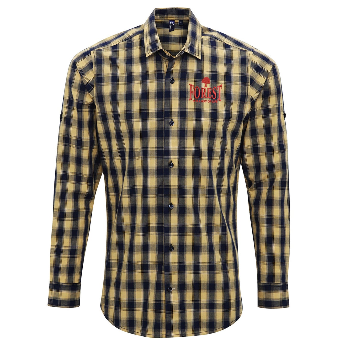 Forest It's a Way of Life Embroidered Long Sleeve Mulligan Check Shirt