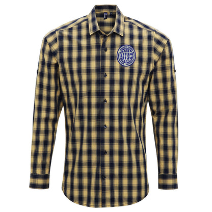 Retro Halifax 1970s Embroidered Long Sleeve Mulligan Check Shirt