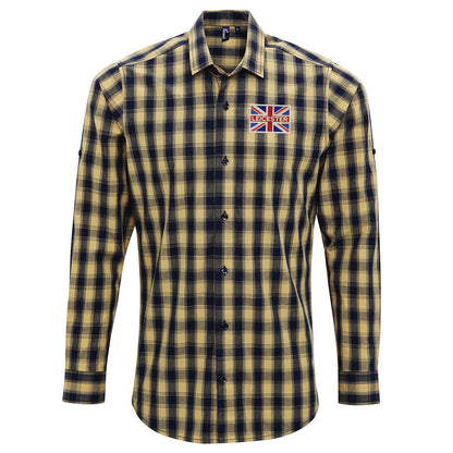 Leicester Coloured Union Jack Embroidered Long Sleeve Mulligan Check Shirt