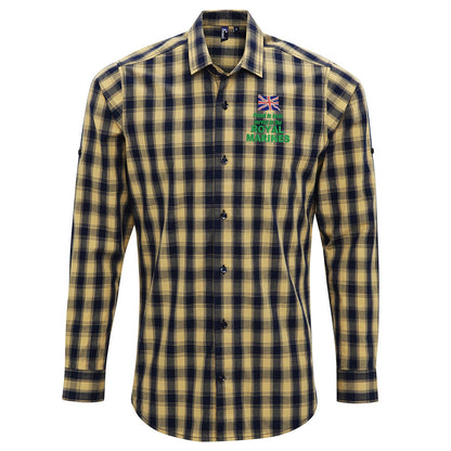 Proud to Have Served in The Royal Marines Embroidered Long Sleeve Mulligan Check Shirt