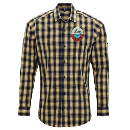 Retro Swansea 1960s Embroidered Long Sleeve Mulligan Check Shirt