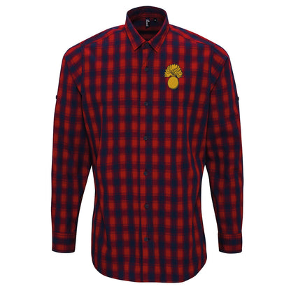 Grenadier Guards Cap Badge Embroidered Long Sleeve Mulligan Check Shirt