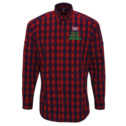 Proud to Have Served in The Royal Marines Embroidered Long Sleeve Mulligan Check Shirt
