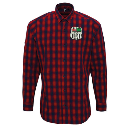 Retro Forest Green 1975 Embroidered Long Sleeve Mulligan Check Shirt