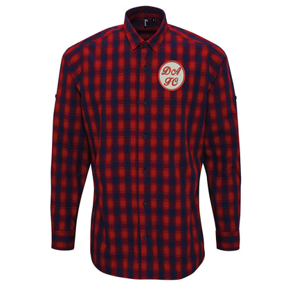 Retro Dunfermline 1971 Embroidered Long Sleeve Mulligan Check Shirt