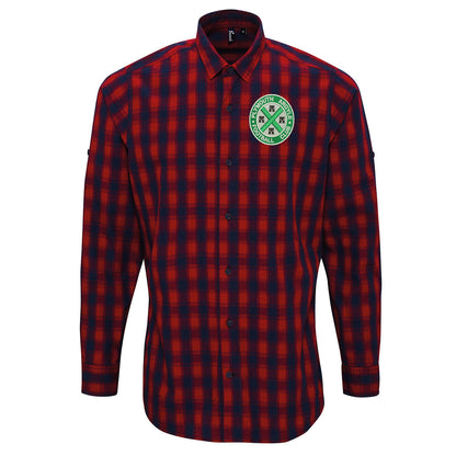 Retro Plymouth 1911 Embroidered Long Sleeve Mulligan Check Shirt