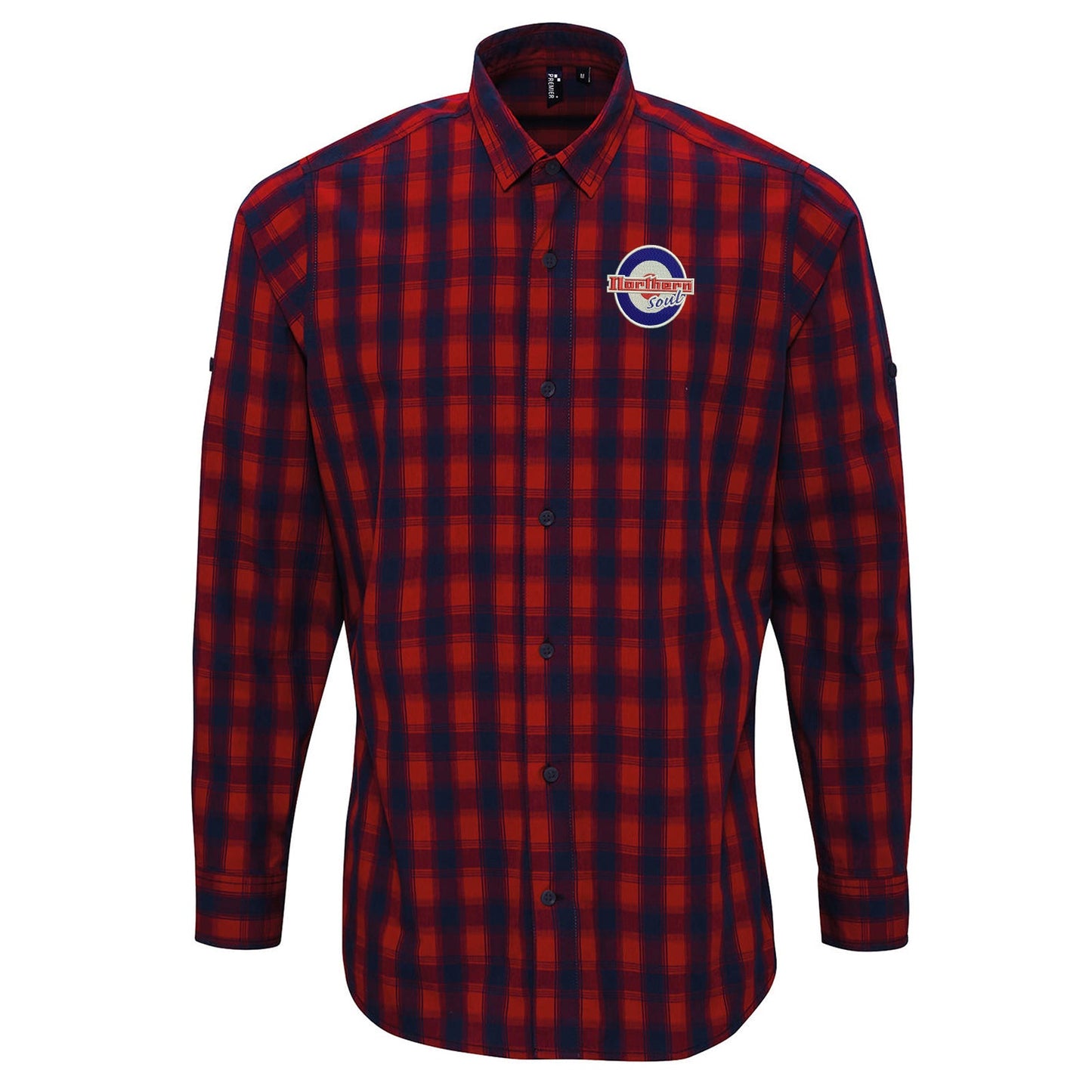 Northern Soul Roundel Embroidered Long Sleeve Mulligan Check Shirt