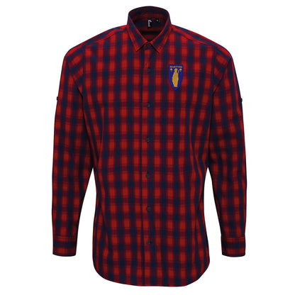 Retro Merthyr Tydfil Embroidered Long Sleeve Mulligan Check Shirt