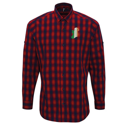 Ireland Flag Map Embroidered Long Sleeve Mulligan Check Shirt