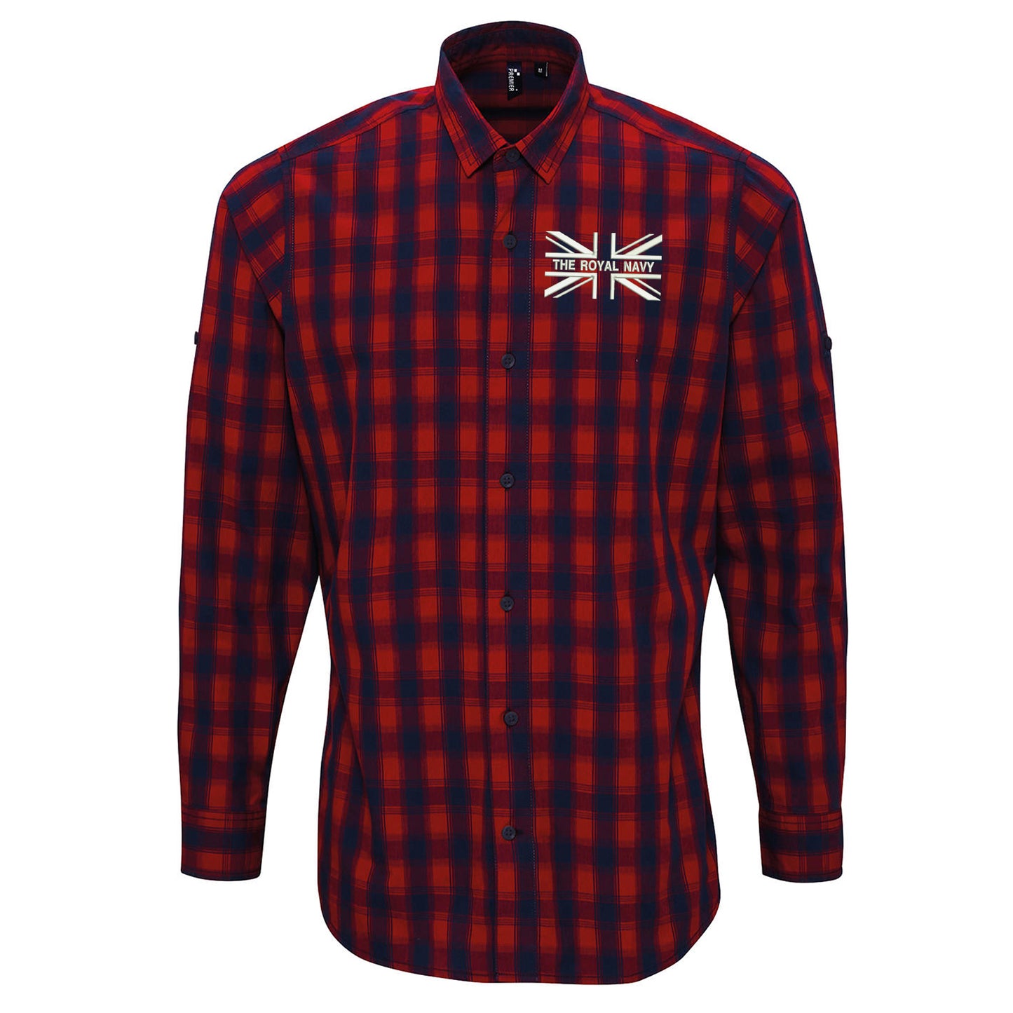 The Royal Navy Union Jack Embroidered Long Sleeve Mulligan Check Shirt