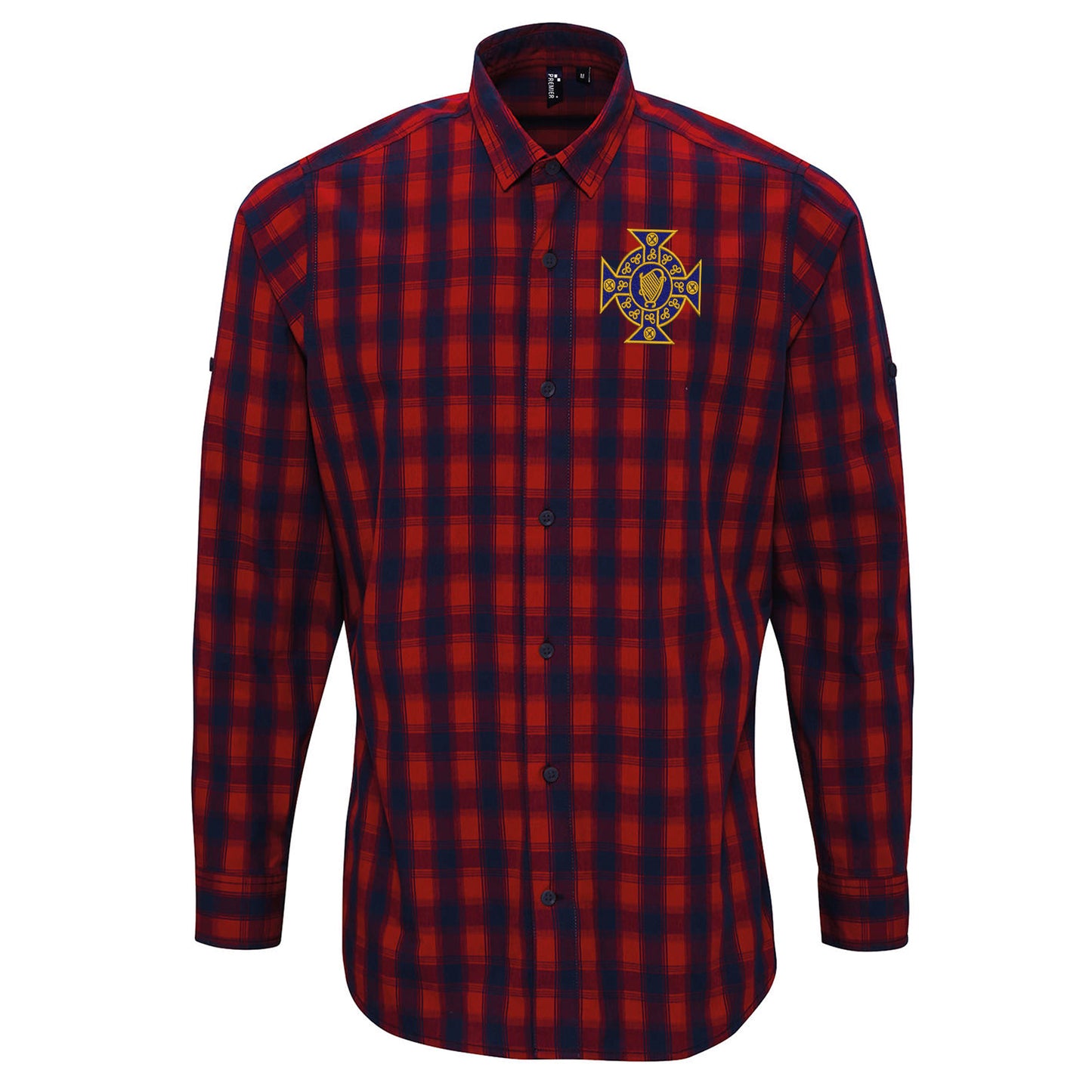 Retro Northern Ireland 1882 Embroidered Long Sleeve Mulligan Check Shirt