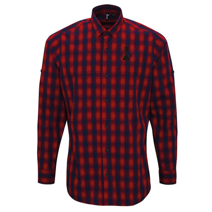 Retro Tamworth Three Time Birmingham Senior Cup Winners Embroidered Long Sleeve Mulligan Check Shirt