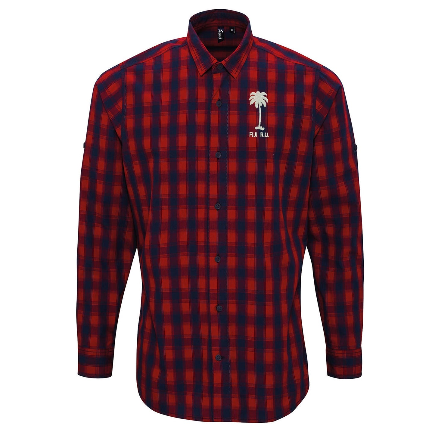 Retro Fiji Rugby 1920s Embroidered Long Sleeve Mulligan Check Shirt