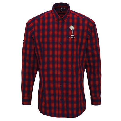 Retro Fiji Rugby 1920s Embroidered Long Sleeve Mulligan Check Shirt