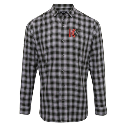 Retro Kettering Town Embroidered Long Sleeve Mulligan Check Shirt