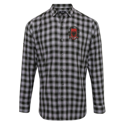 Retro Albania 1935 Embroidered Long Sleeve Mulligan Check Shirt