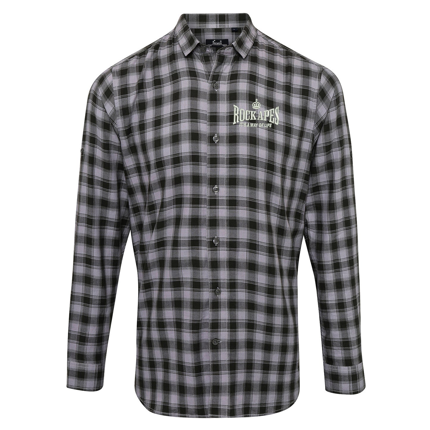 Rock Apes It's a Way of Life Embroidered Long Sleeve Mulligan Check Shirt