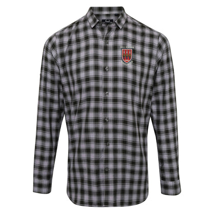 Retro Dial Square Embroidered Long Sleeve Mulligan Check Shirt