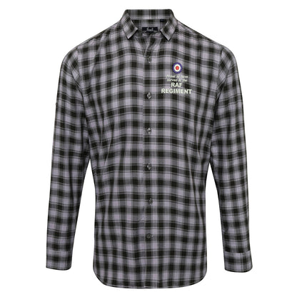 Proud to Have Served in The RAF Regiment Embroidered Long Sleeve Mulligan Check Shirt