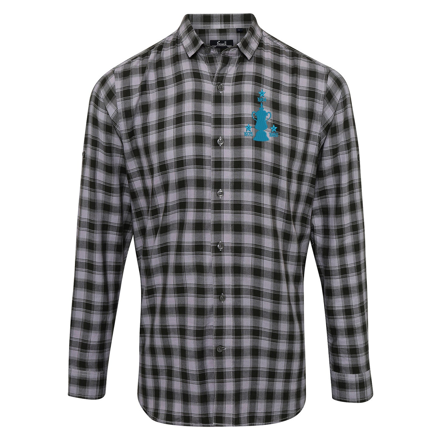 Retro West Ham Three Time Cup Winners Embroidered Long Sleeve Mulligan Check Shirt