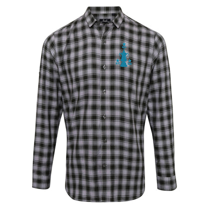 Retro West Ham Three Time Cup Winners Embroidered Long Sleeve Mulligan Check Shirt