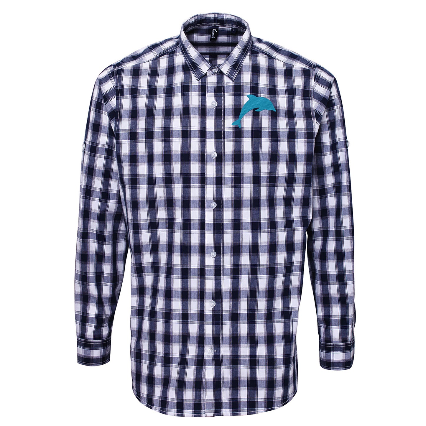 Dolphin Embroidered Long Sleeve Mulligan Check Shirt