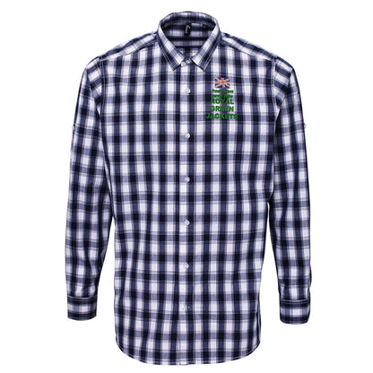 Proud to Have Served in The Royal Green Jackets Embroidered Long Sleeve Mulligan Check Shirt