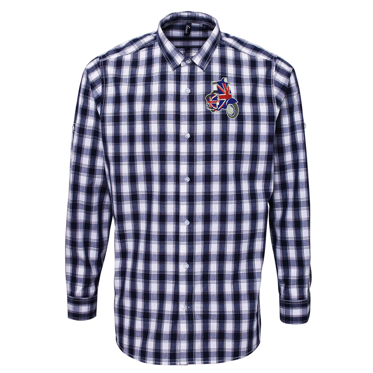 MOD Union Jack Scooter Embroidered Long Sleeve Mulligan Check Shirt