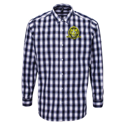 Retro Wolves 1947 Embroidered Long Sleeve Mulligan Check Shirt