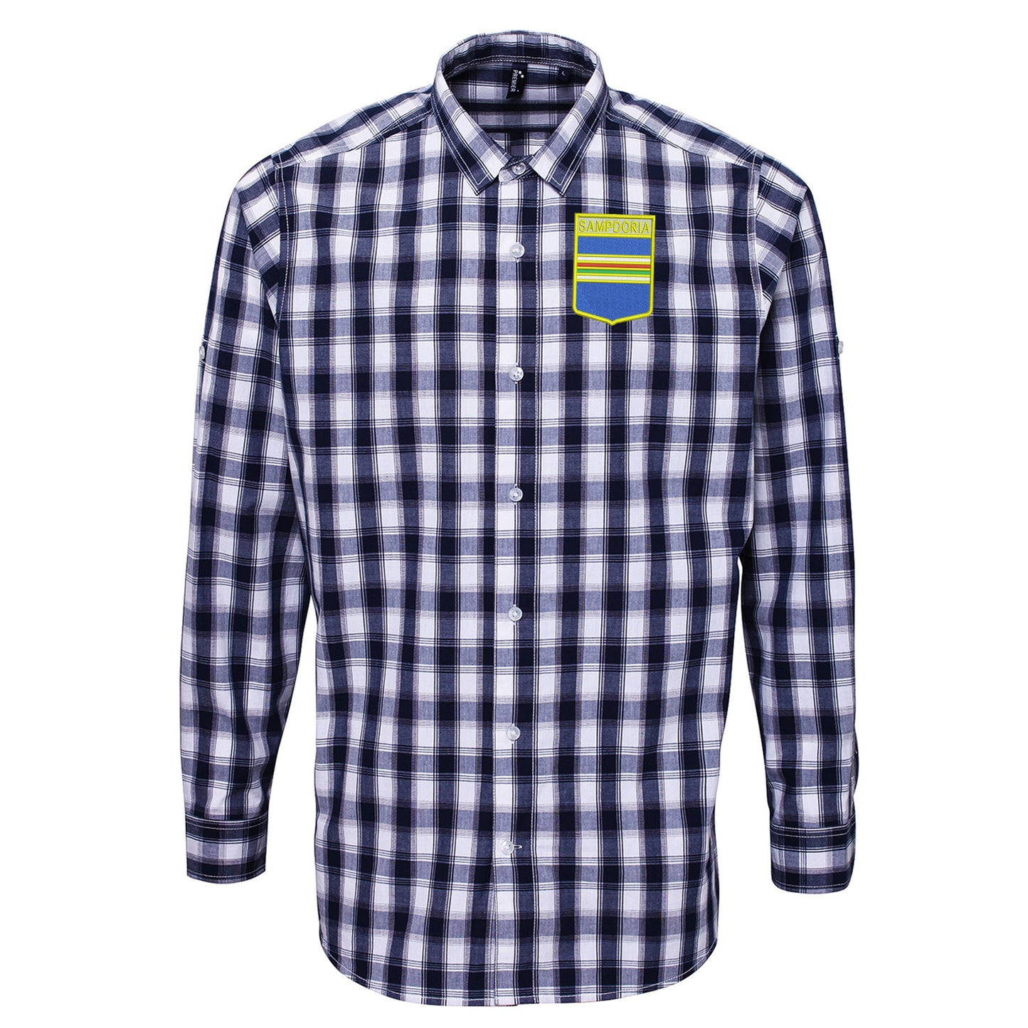 Retro Sampdoria 1960s Embroidered Long Sleeve Mulligan Check Shirt