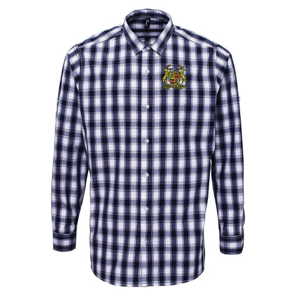 Retro Porsche 1922 Embroidered Long Sleeve Mulligan Check Shirt