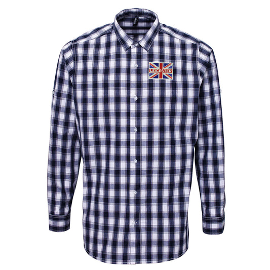 Leicester Coloured Union Jack Embroidered Long Sleeve Mulligan Check Shirt