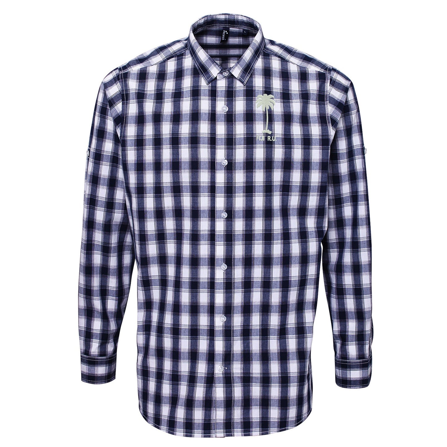 Retro Fiji Rugby 1920s Embroidered Long Sleeve Mulligan Check Shirt